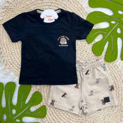 Conj. Camiseta It's Fun Time! e Bermuda - Preto